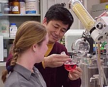 /Rui Hai Liu with a student in the Department of Food Sciences